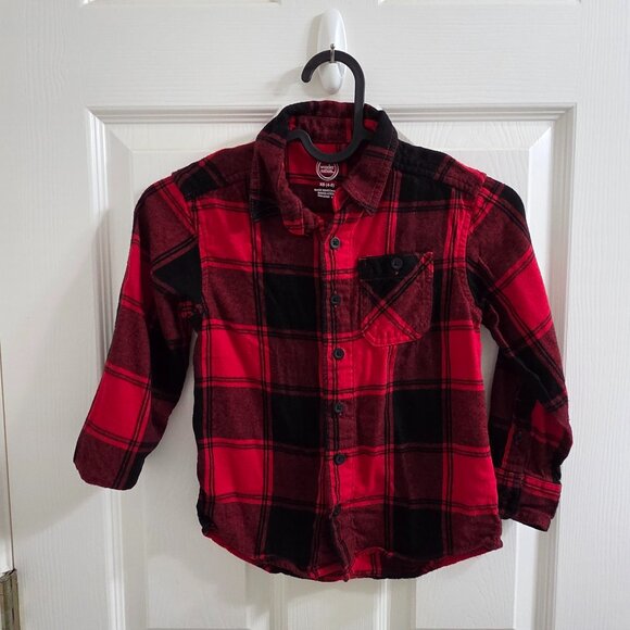 Wonder Nation Boys Buffalo Plaid Button-Up Shirt – Size XS (Pre-Loved) - Picture 1 of 3